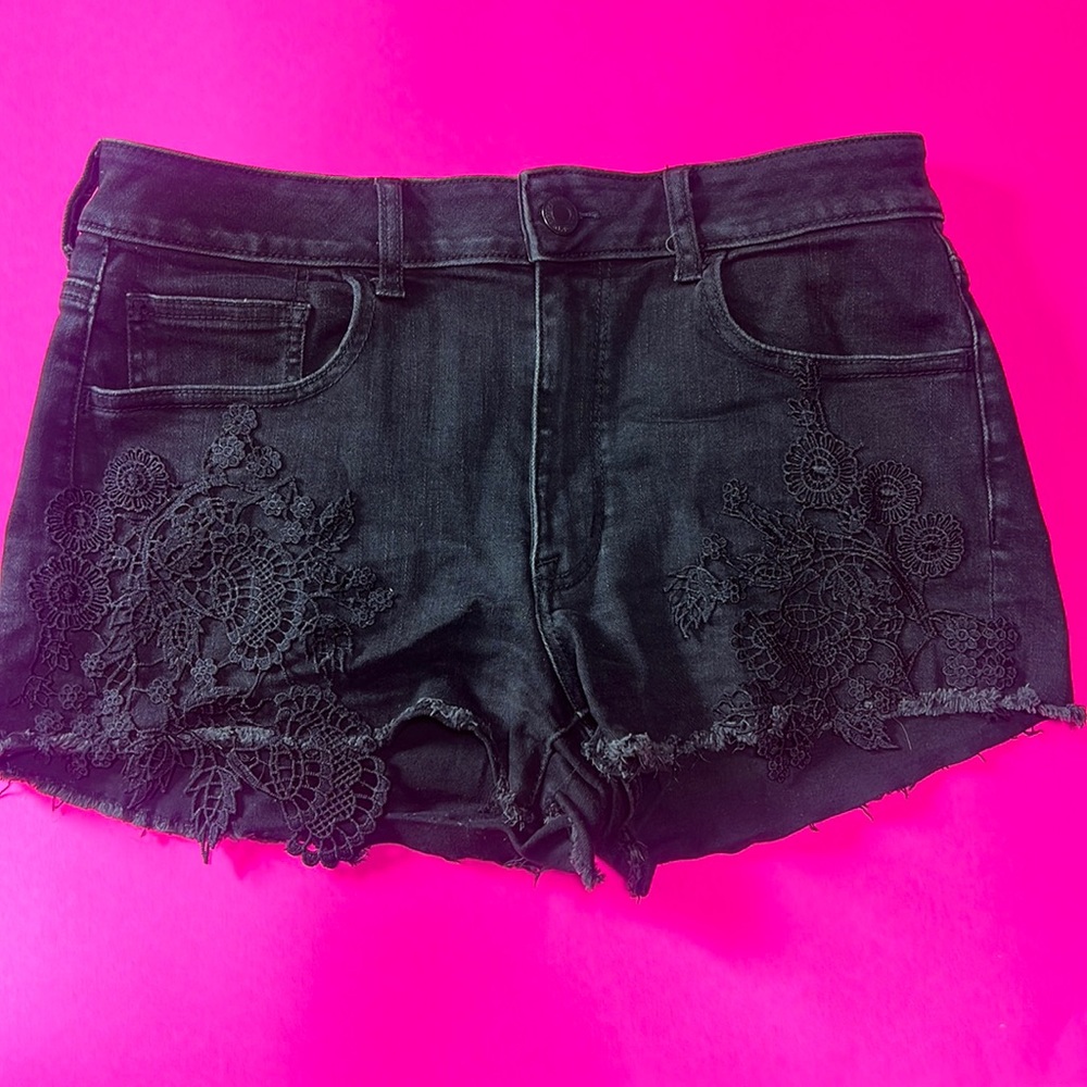American Eagle black denim shorts - size 12